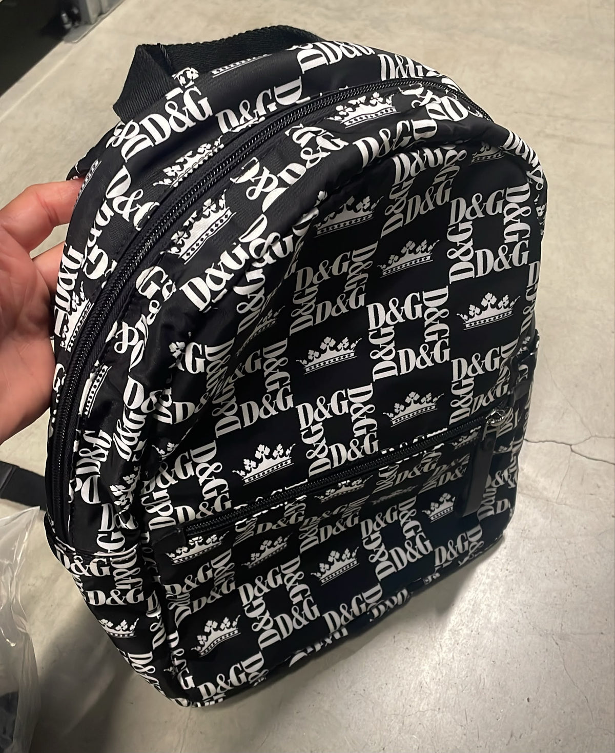D&G Crown Logo Print Nylon Backpack