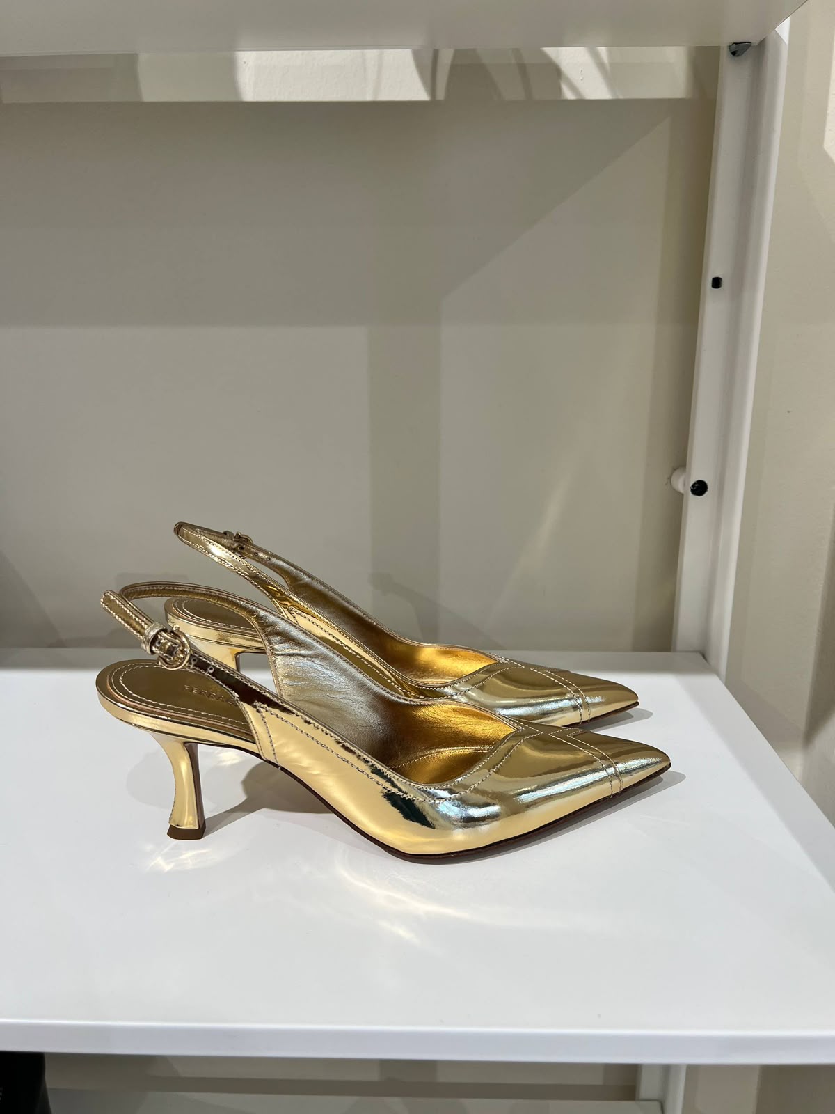 Metallic Leather Slingback Pumps