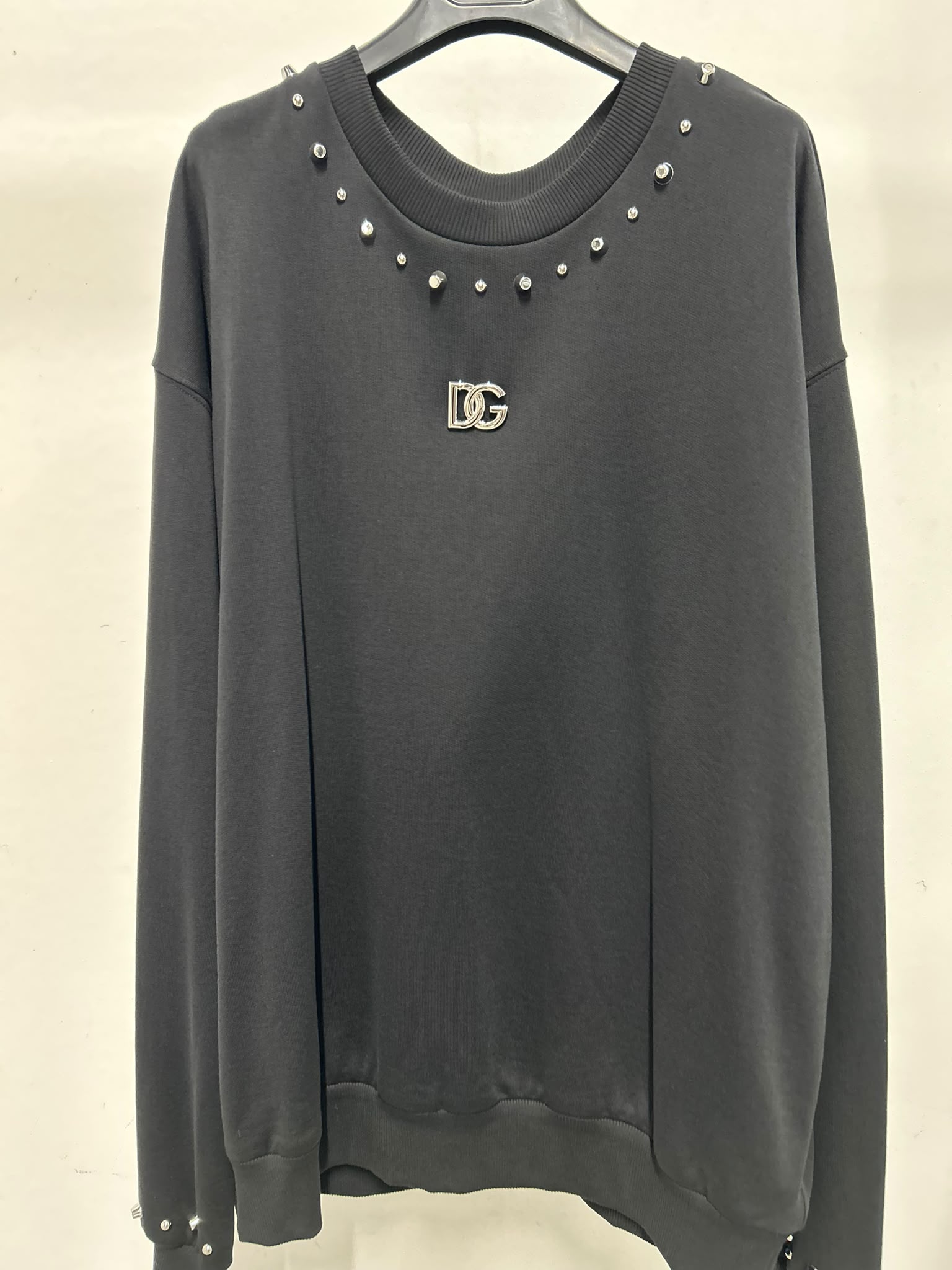 Jersey sweatshirt with DG logo and rhinestones