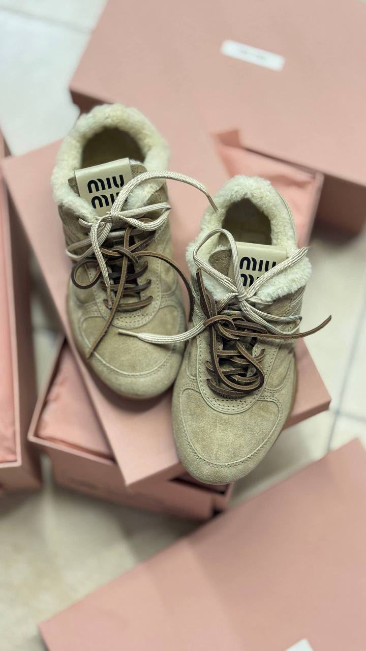 Suede sneakers with shearling lining