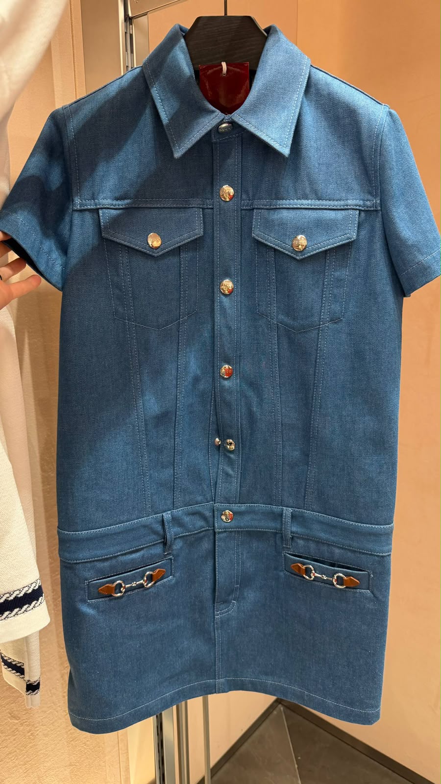 Denim mini dress with Horsebit detail