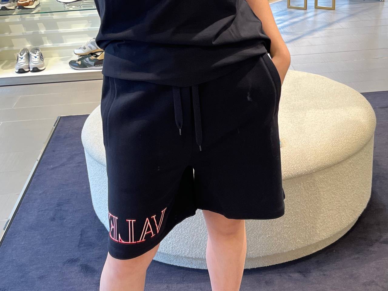 Garavani Logo Print Cotton Jersey Shorts