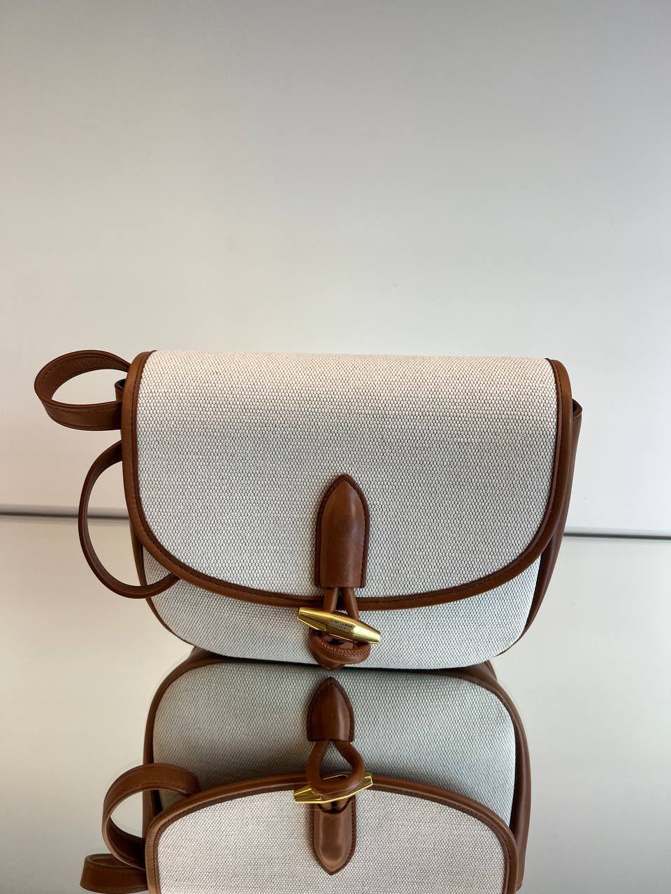 Le 5 à 7 Small Satchel in Canvas and Smooth Leather