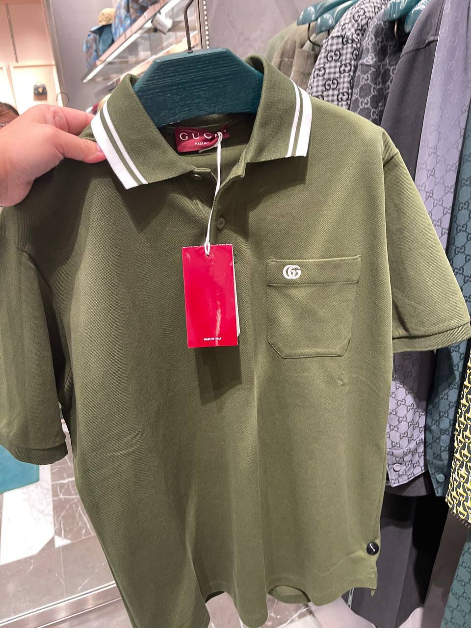 Cotton Polo with Interlocking G