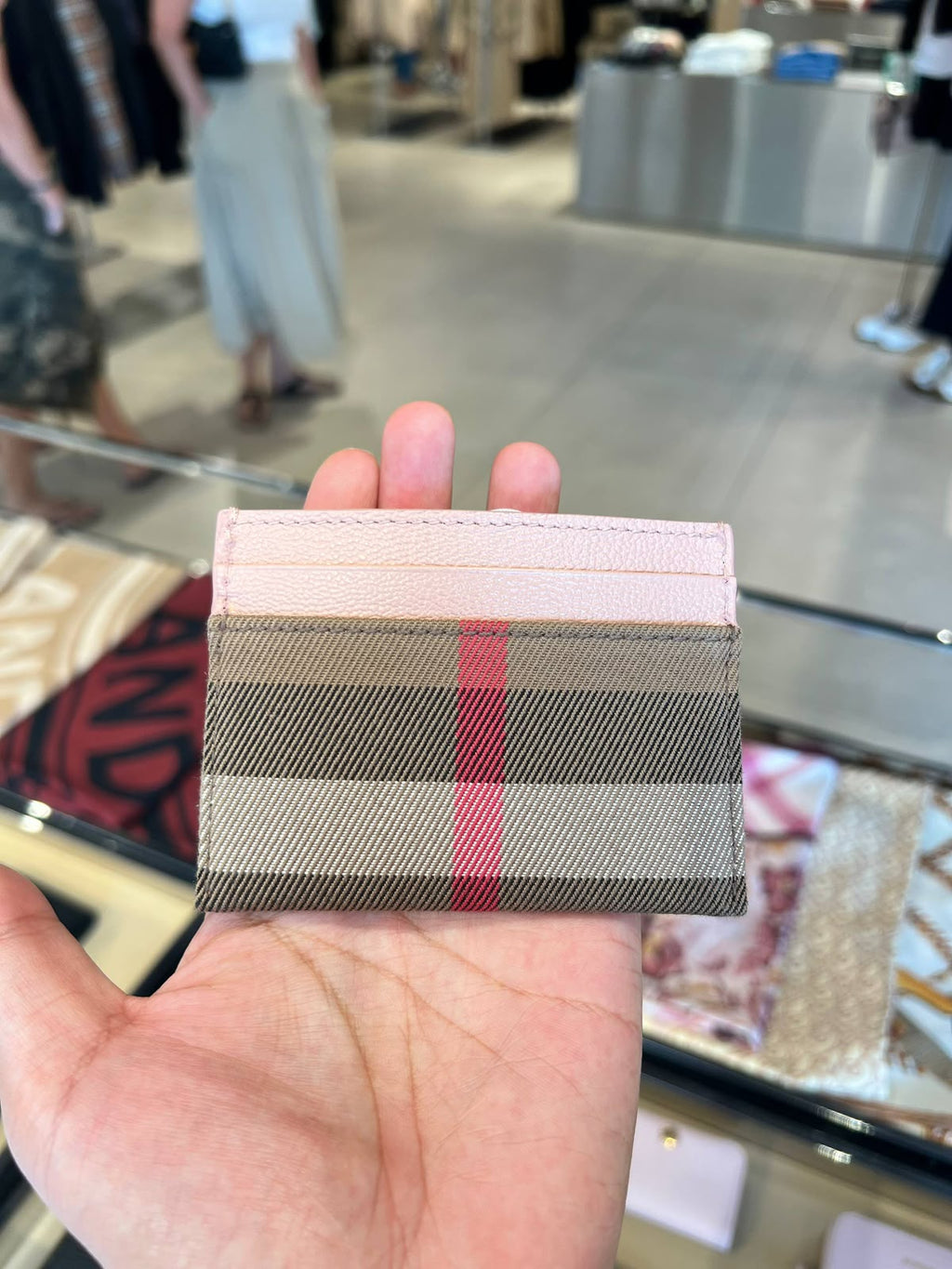 Check and Leather Card Case