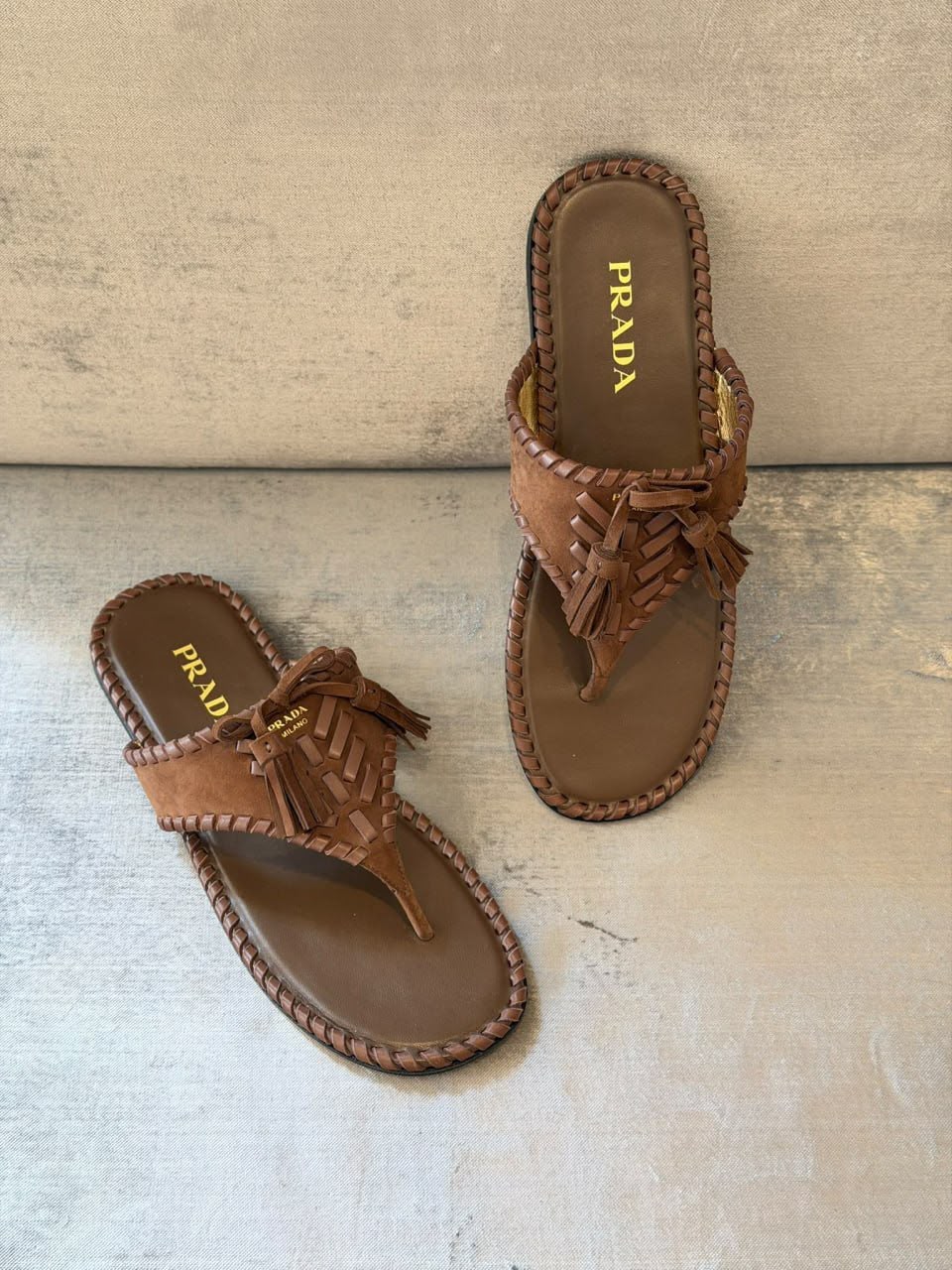 Woven Suede Thong Sandals