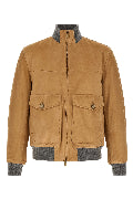 Padded suede bomber jacket