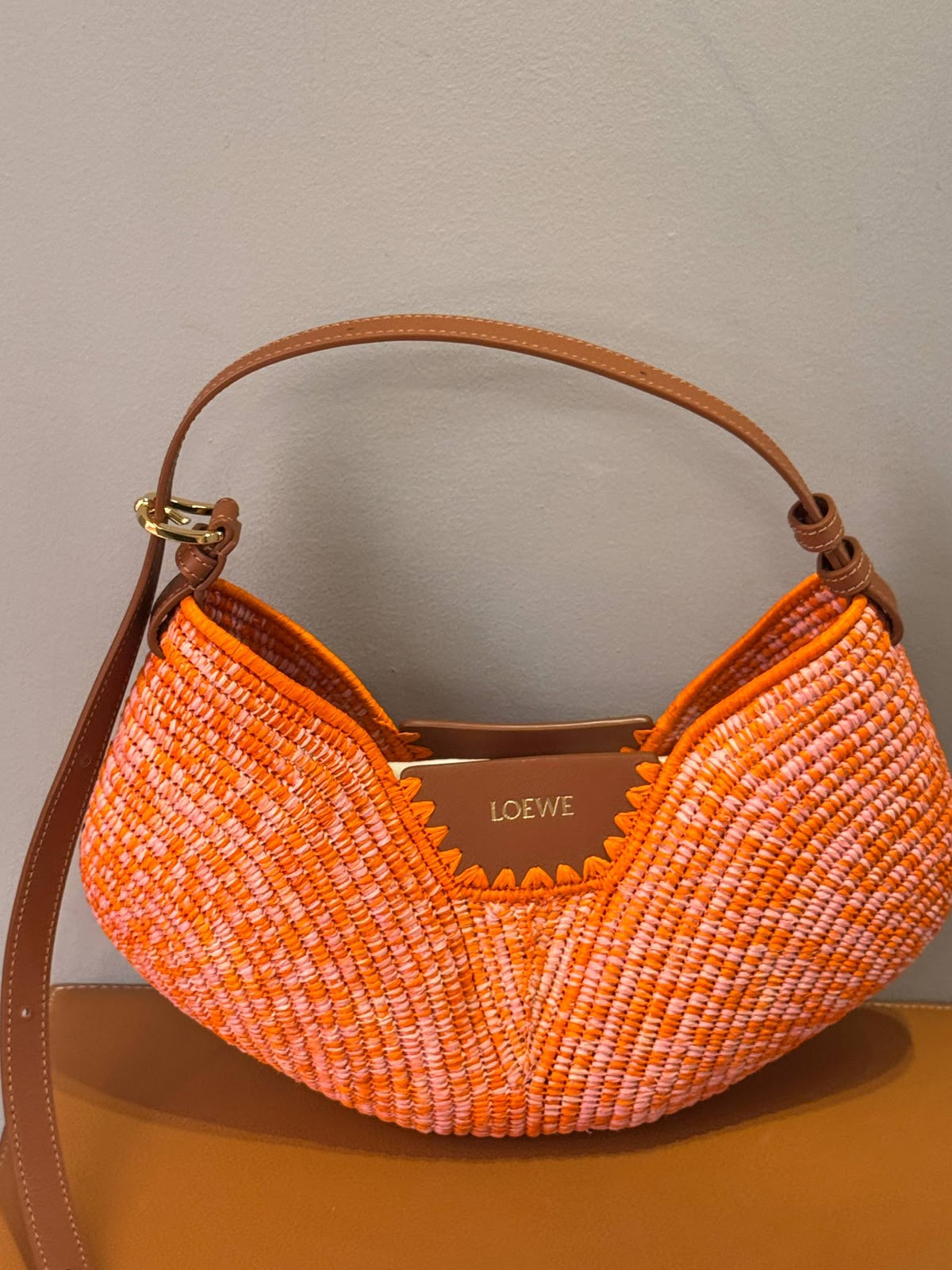Hammock Hobo Bag in Raffia and Calfskin