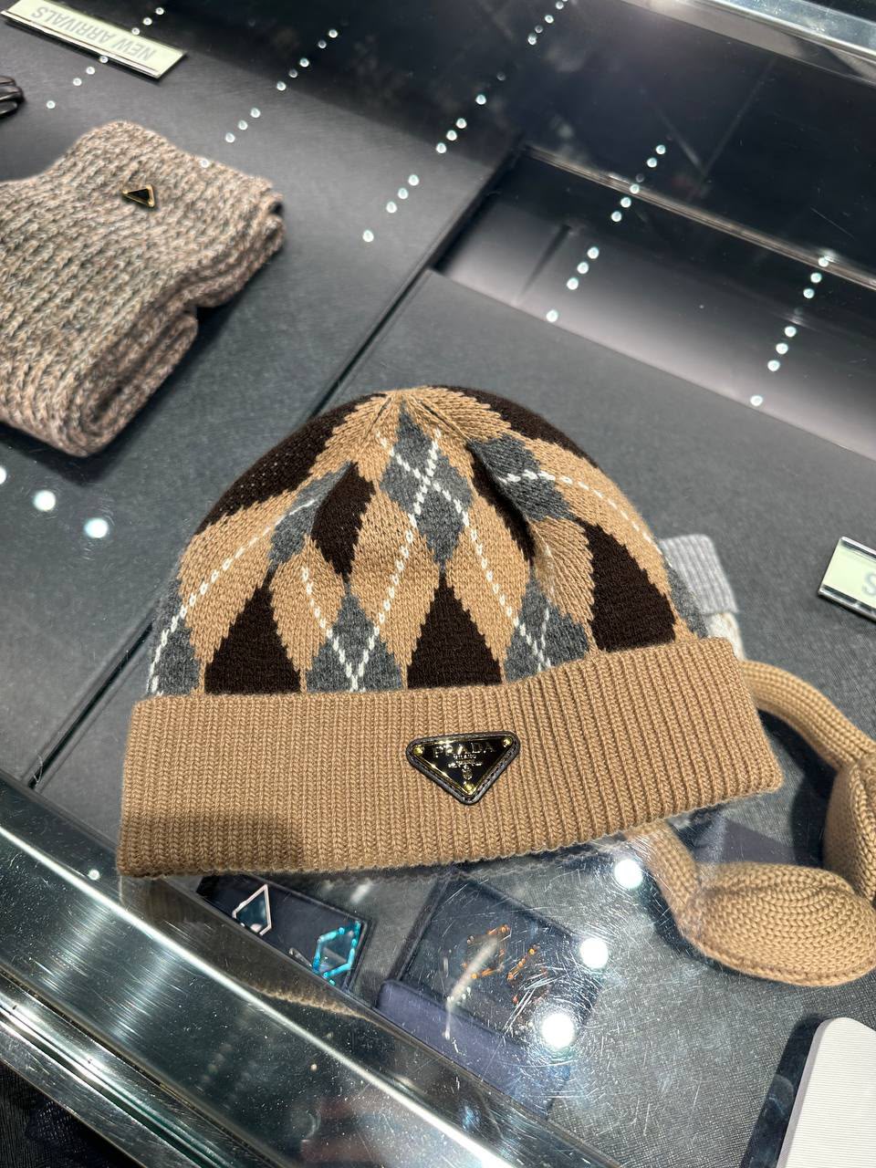 Argyle knit beanie