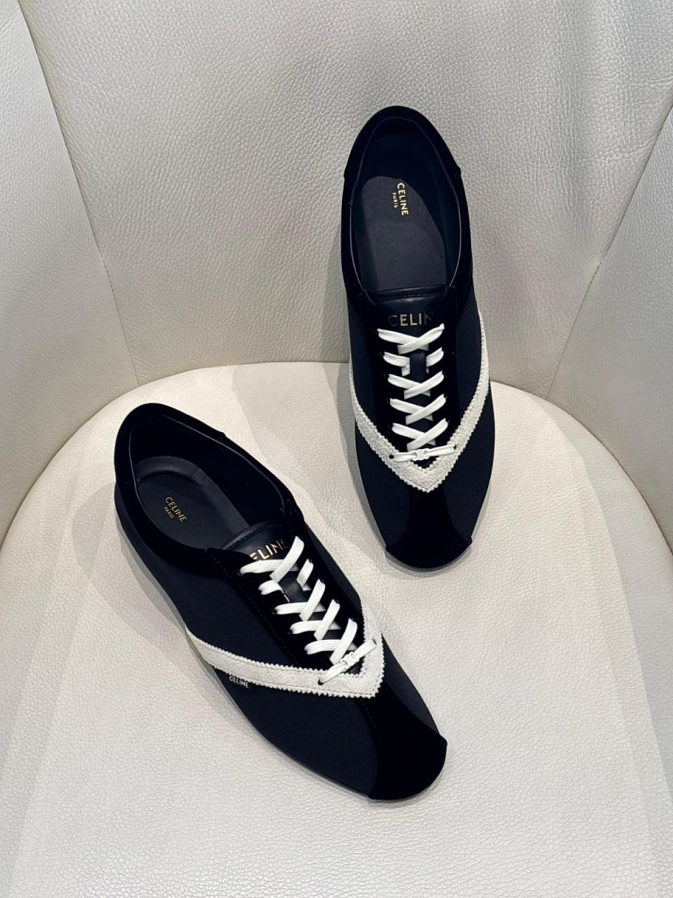 Lace-Up Low Top Sneakers in Fabric and Suede