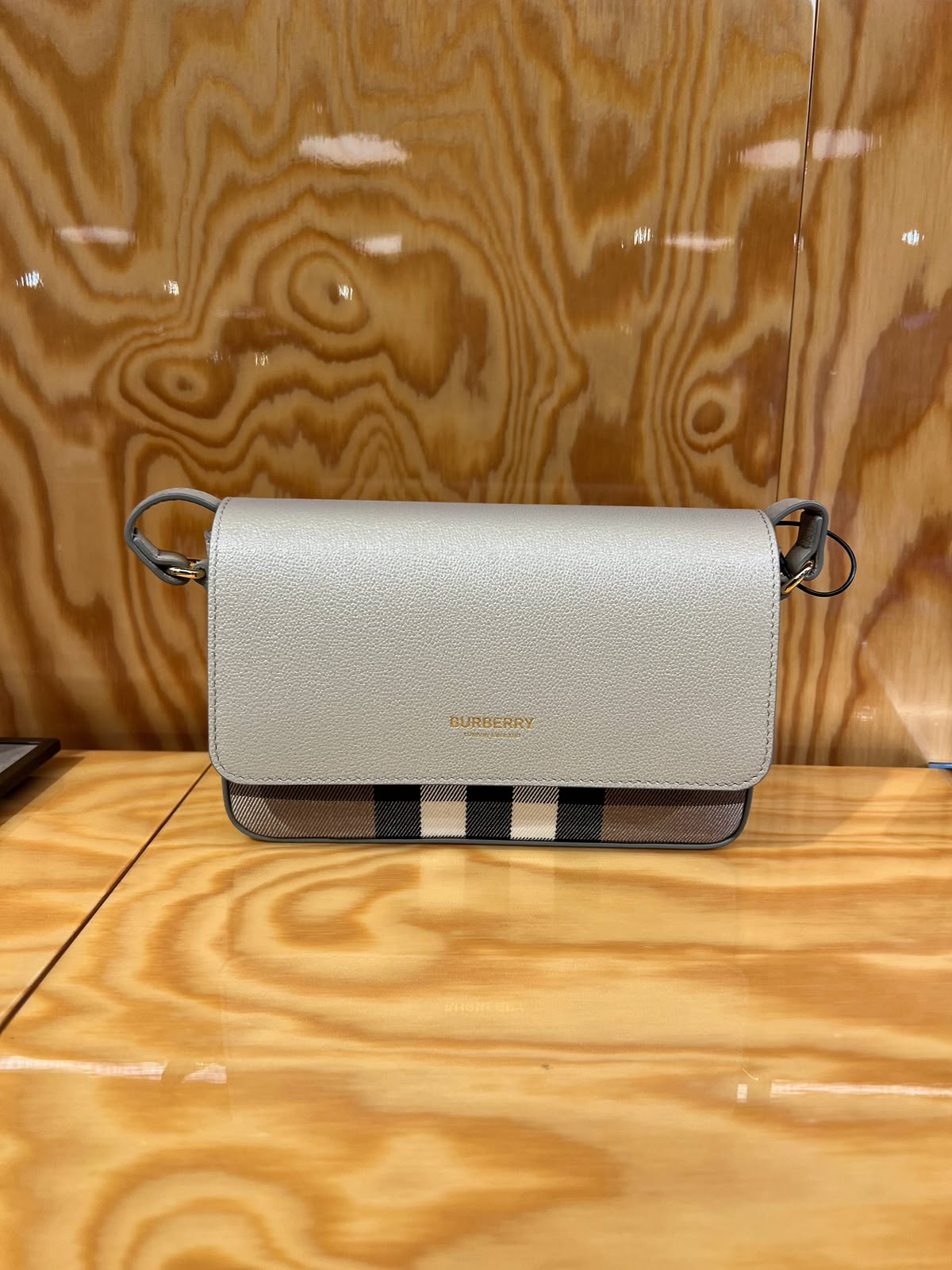 Check and Leather Crossbody Bag