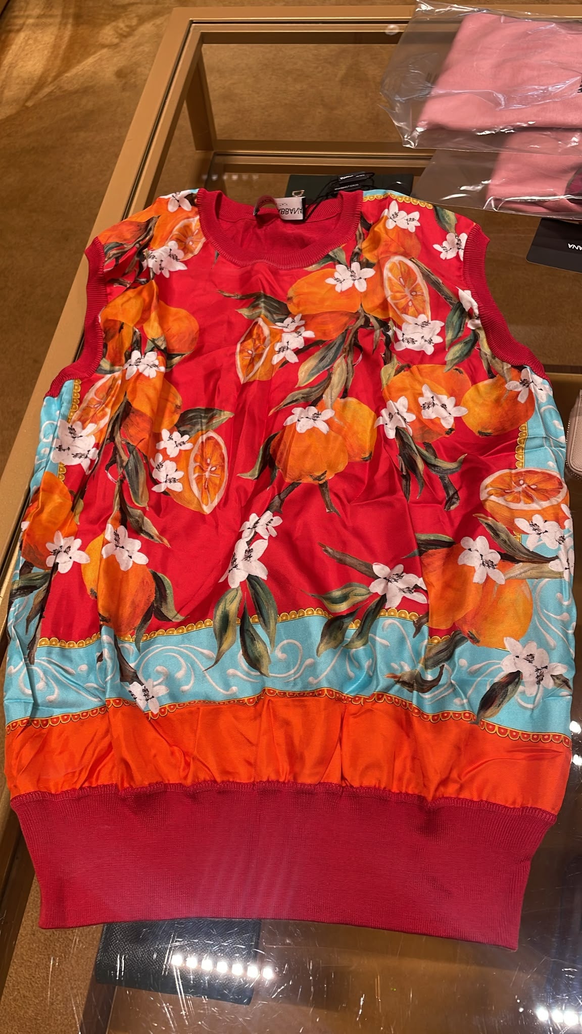 Sleeveless Silk Top with Citrus Print