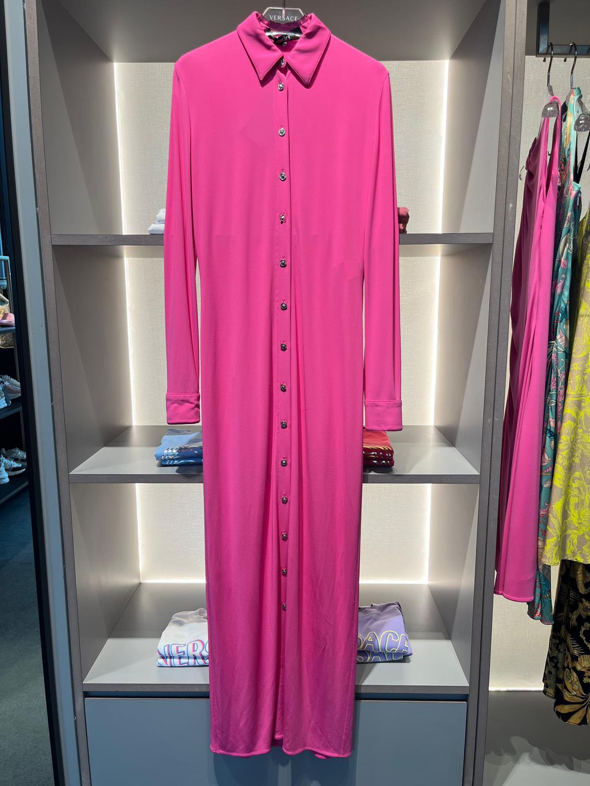 Long-Sleeve Button-Down Maxi Dress