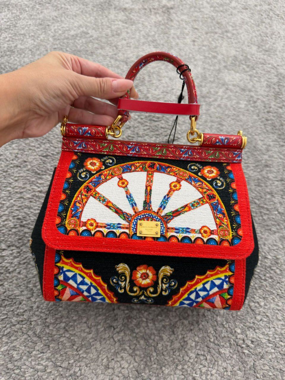 Sicily Small Bag in Carretto Print Fabric