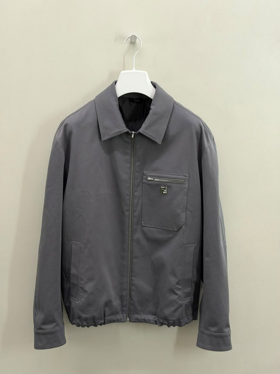 Zip-Up Jacket with Logo Plaque