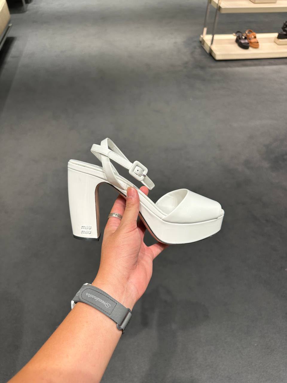 Patent leather platform sandals