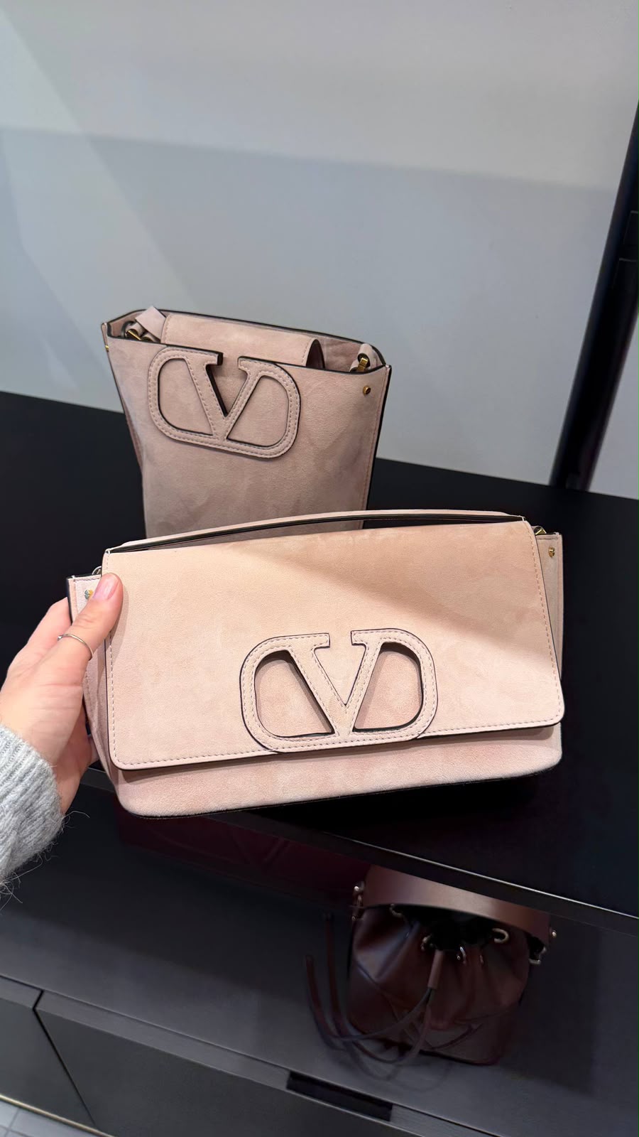 Garavani VLogo Signature Suede Shoulder Bag