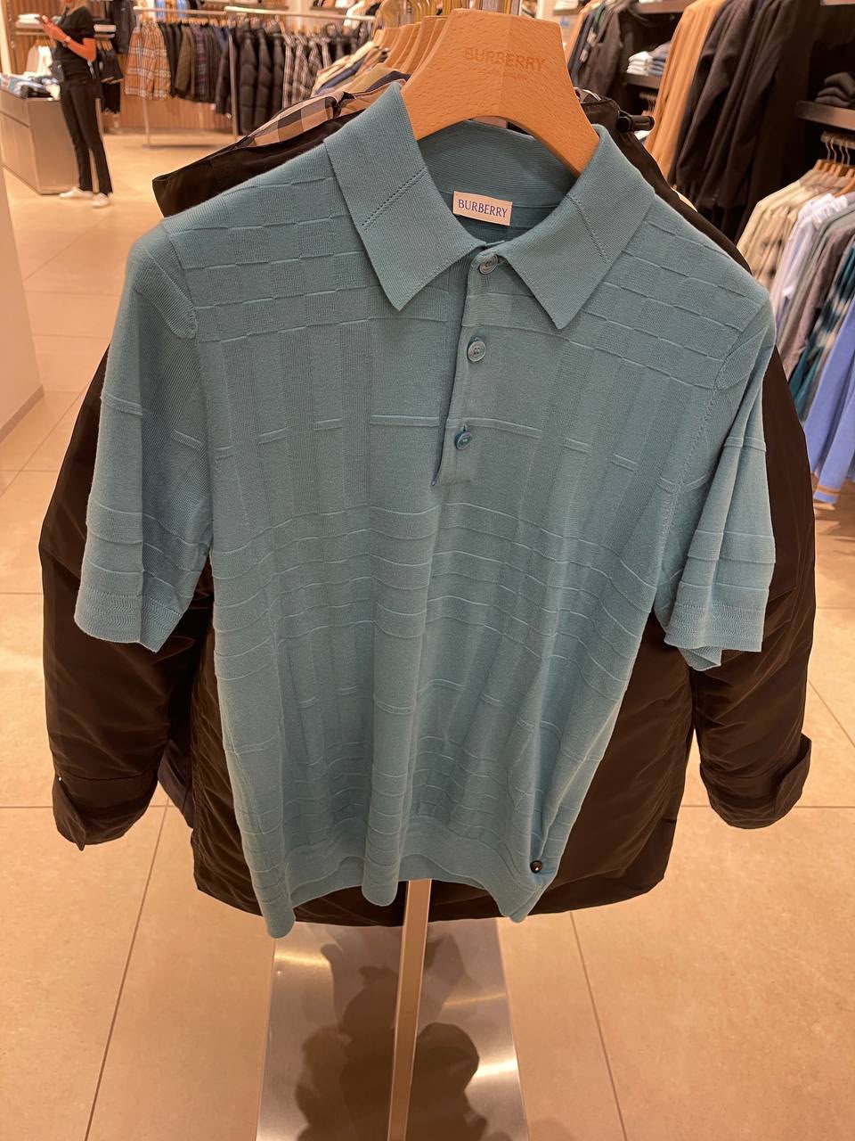 Check Jacquard Knit Polo Shirt