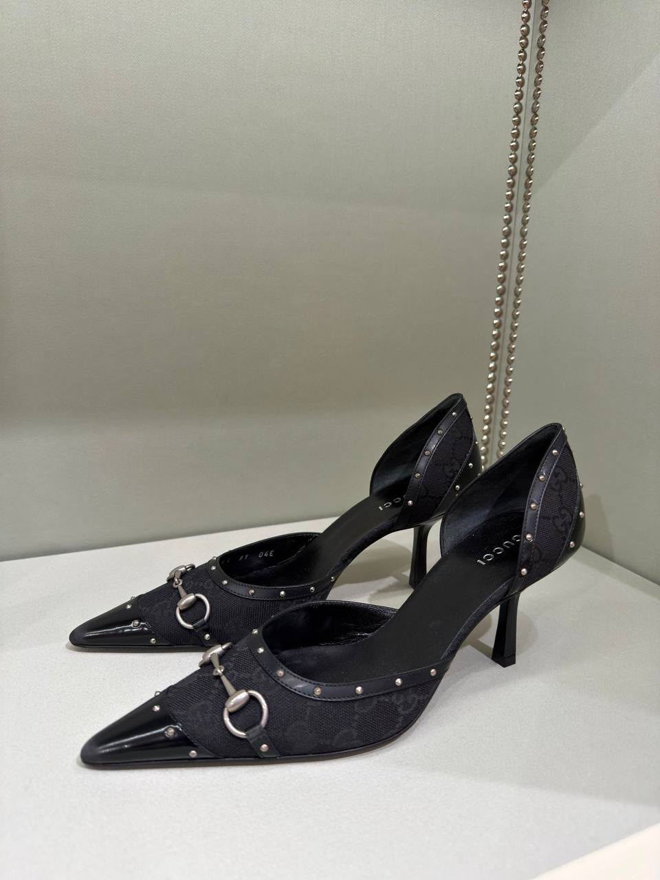 Horsebit Studded Slingback Pumps