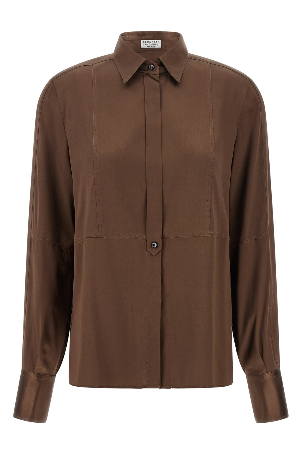 Stretch silk satin shirt