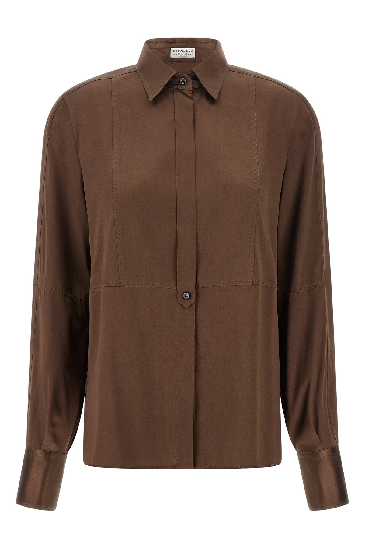Stretch silk satin shirt