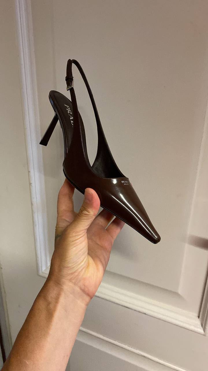Brushed Leather Slingback Pumps