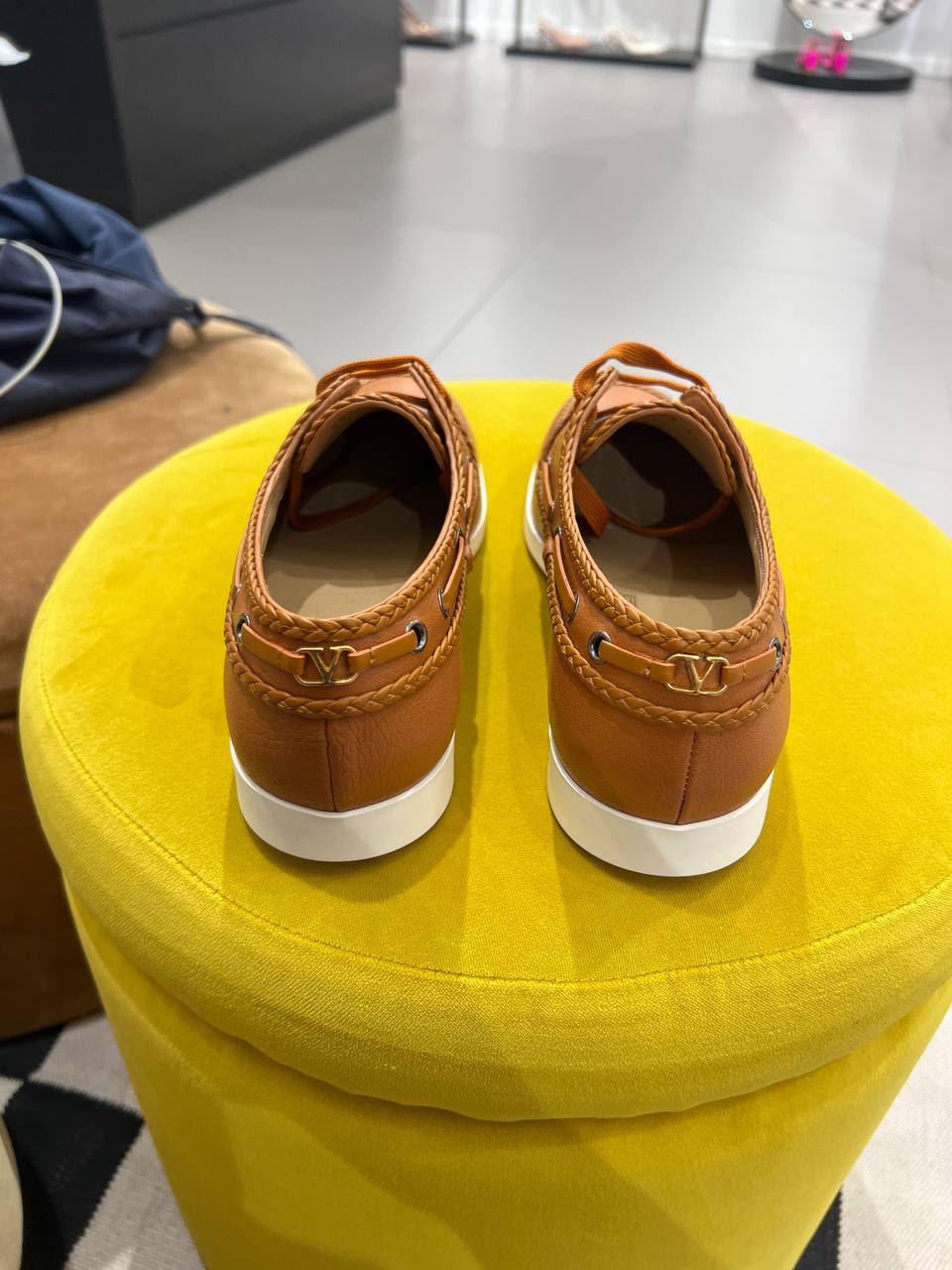Garavani Braided Leather Boat Shoes
