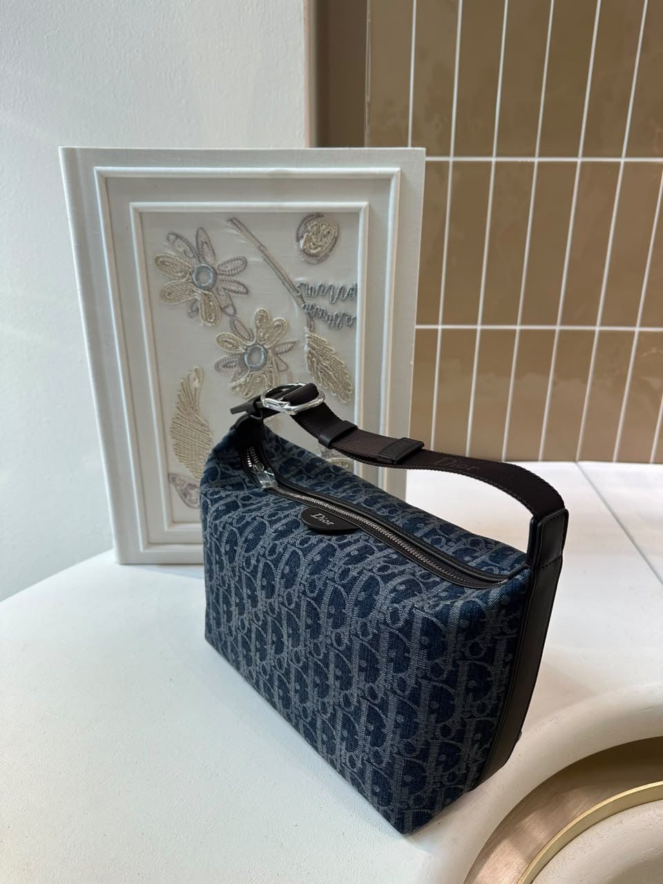 Oblique Jacquard Saddle Soft Bag