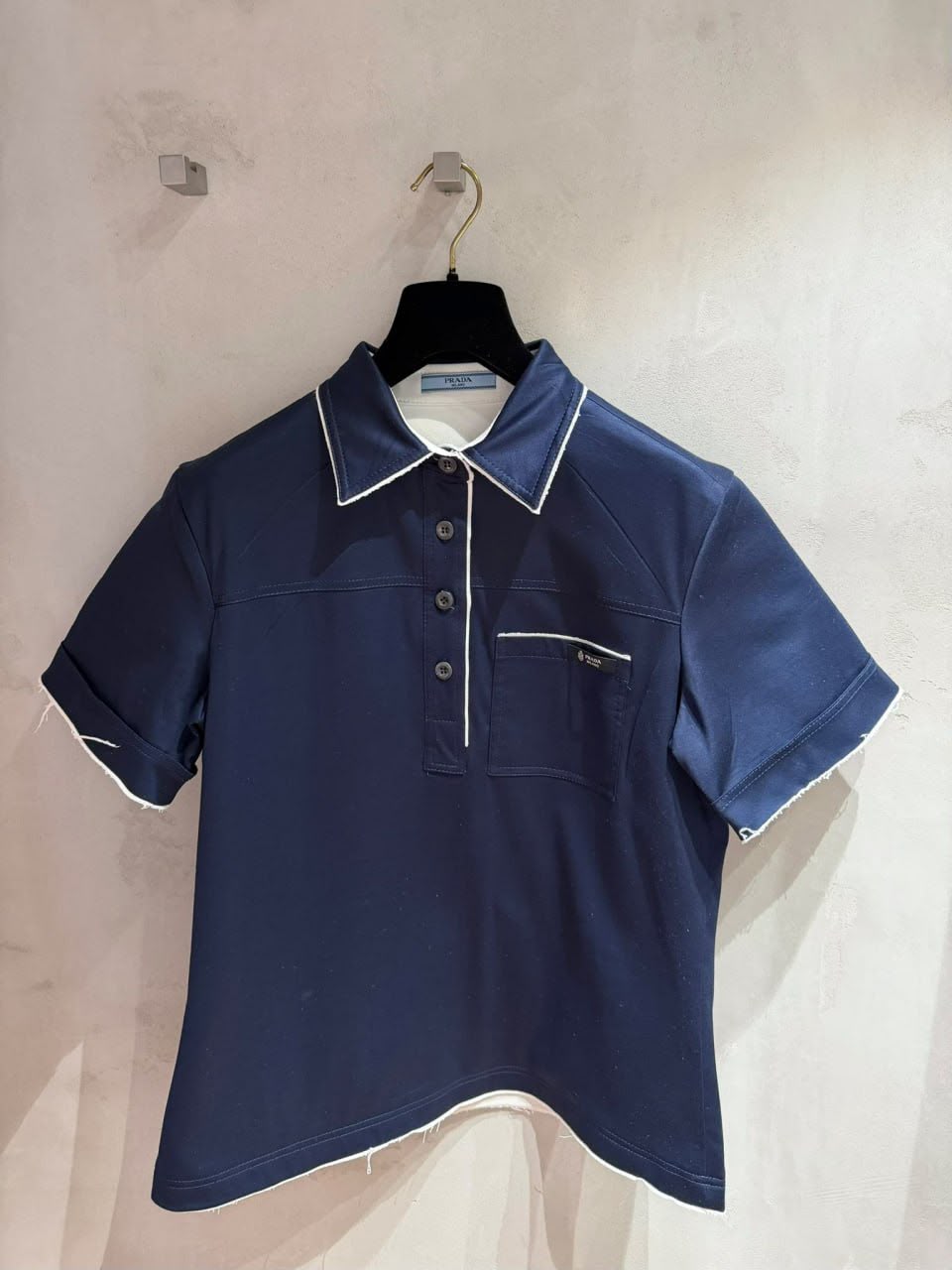 Cotton Polo Shirt with Raw-Edge Trim