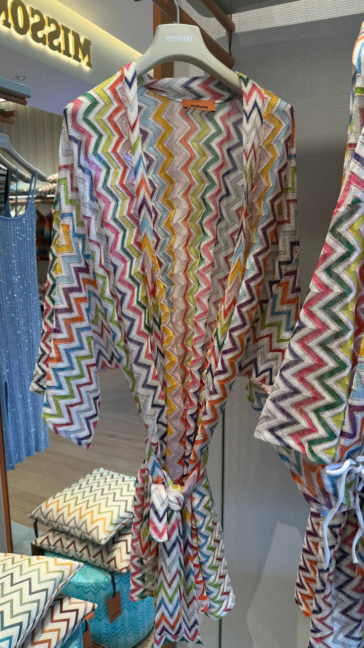 Zigzag Knit Kimono Robe
