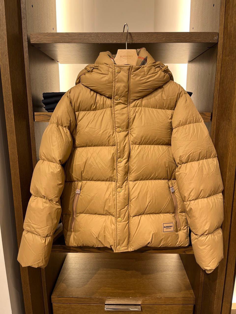 Detachable Hood Check Lined Puffer Jacket