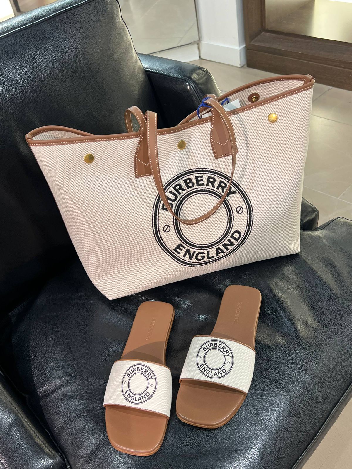 Logo Graphic Canvas Tote Bag and Matching Slides