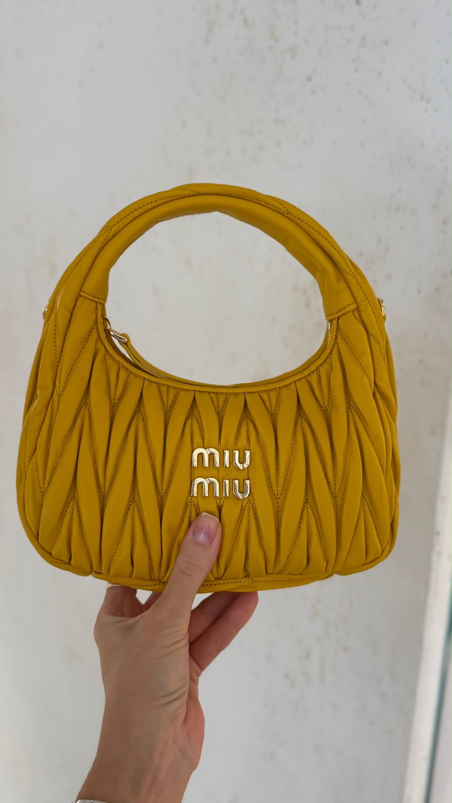 Miu Wander Matelassé Nappa Leather Mini Hobo Bag