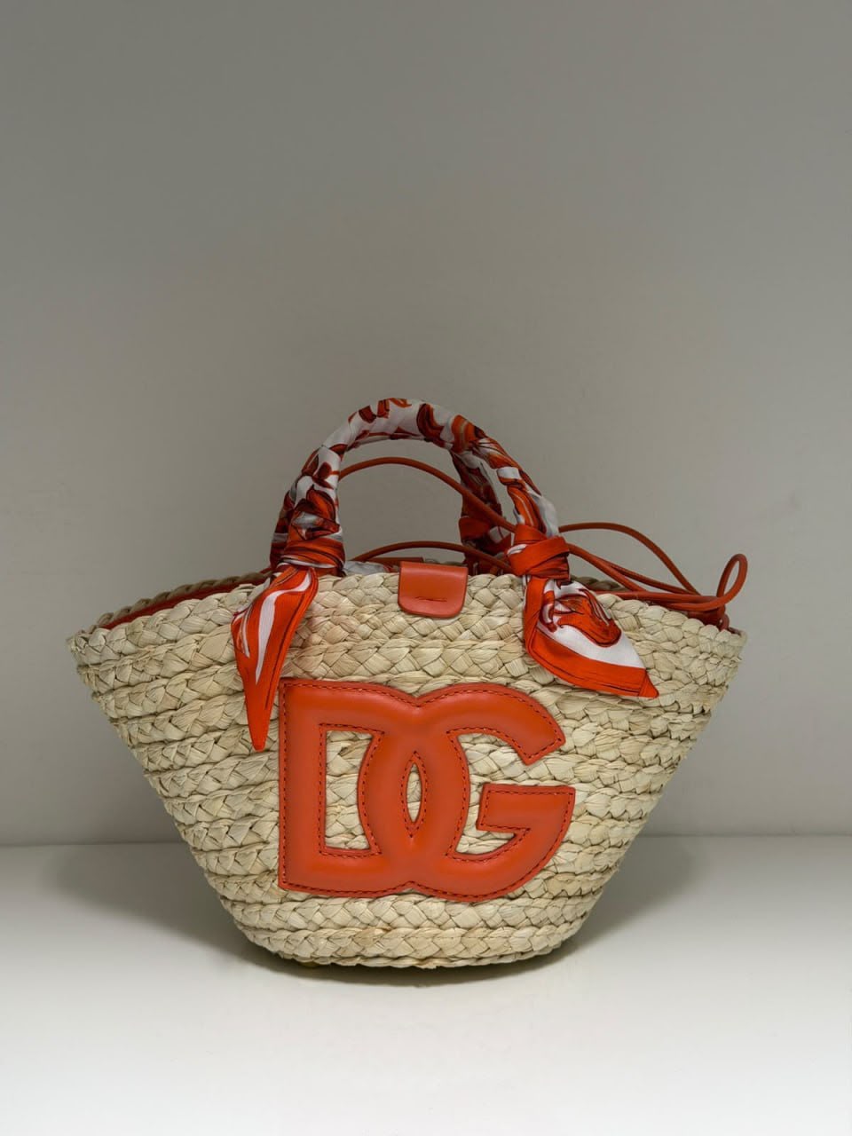 DG Logo Straw Tote Bag