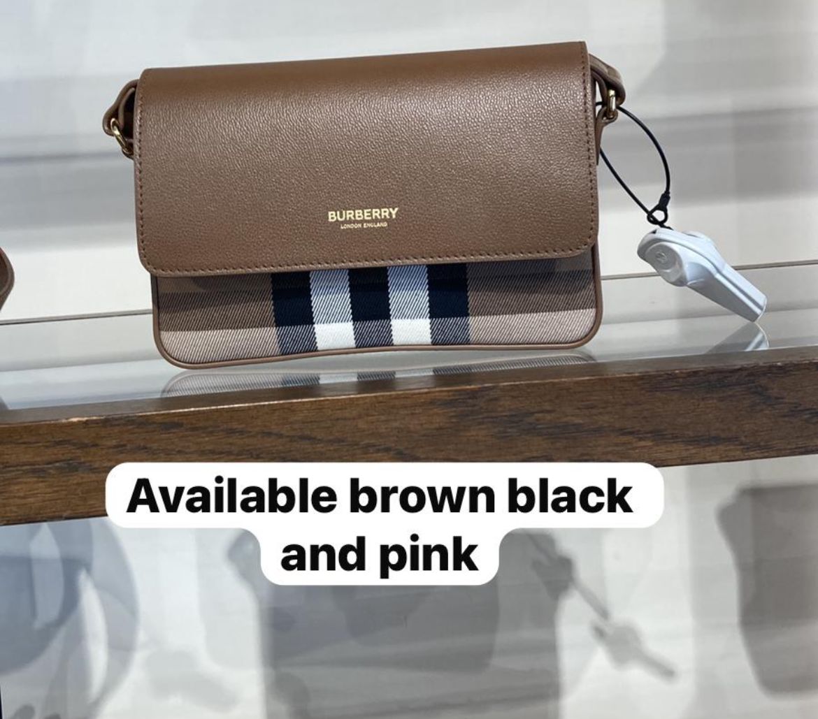 Check and Leather Crossbody Bag