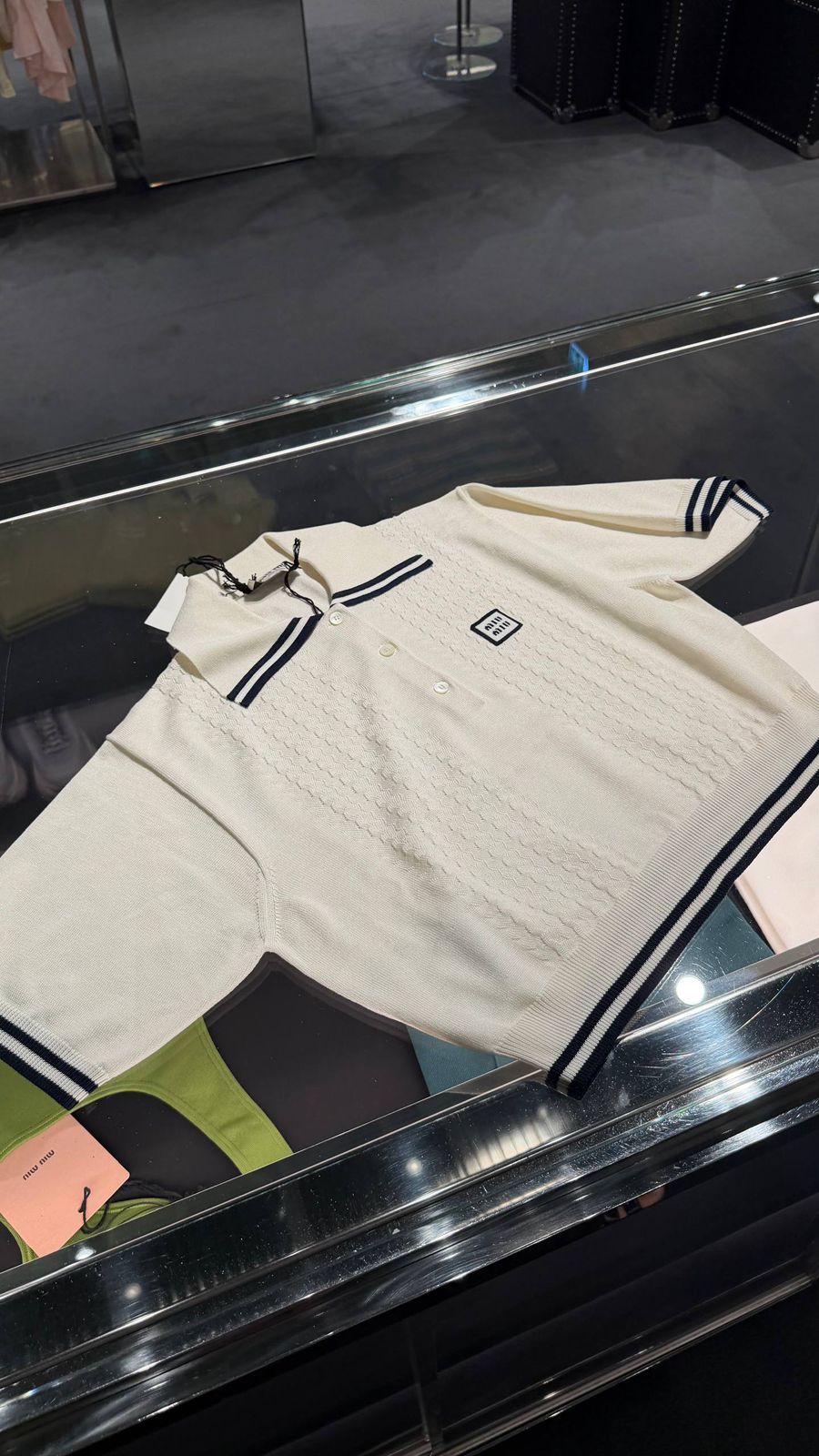 Cable-knit cotton polo shirt