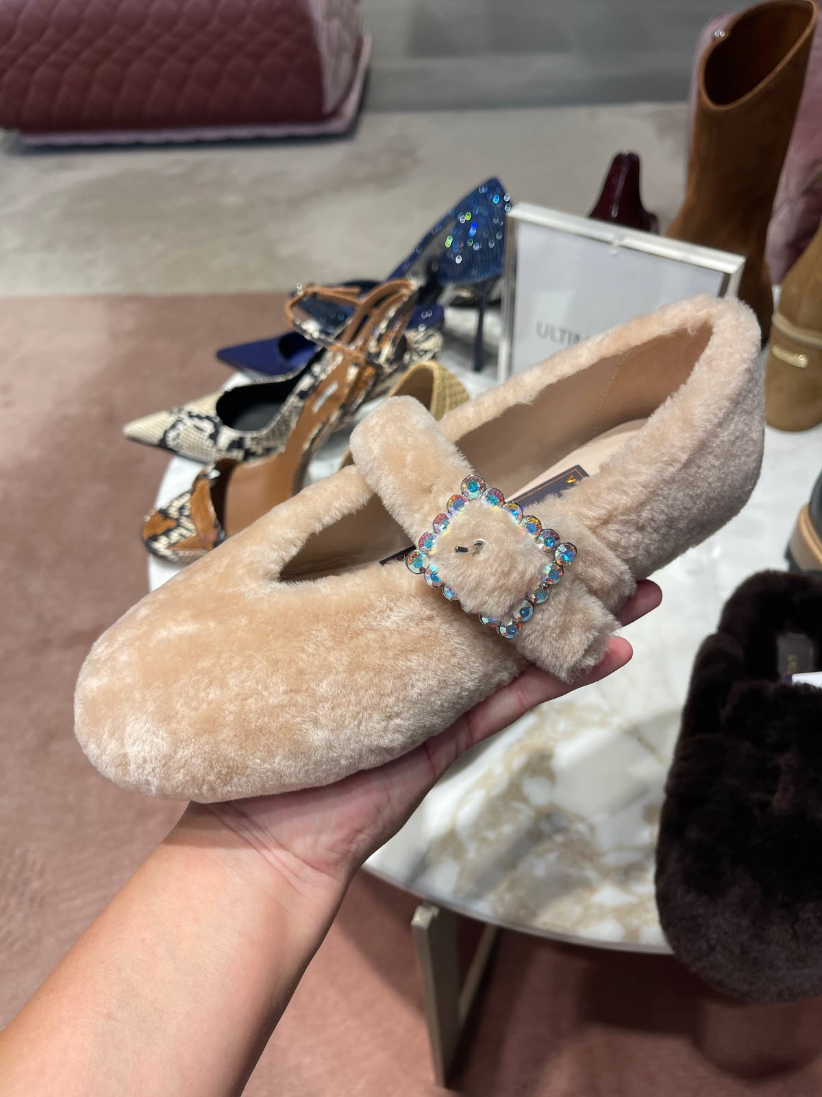 Viv' Rangers Buckle Ballerinas in Shearling