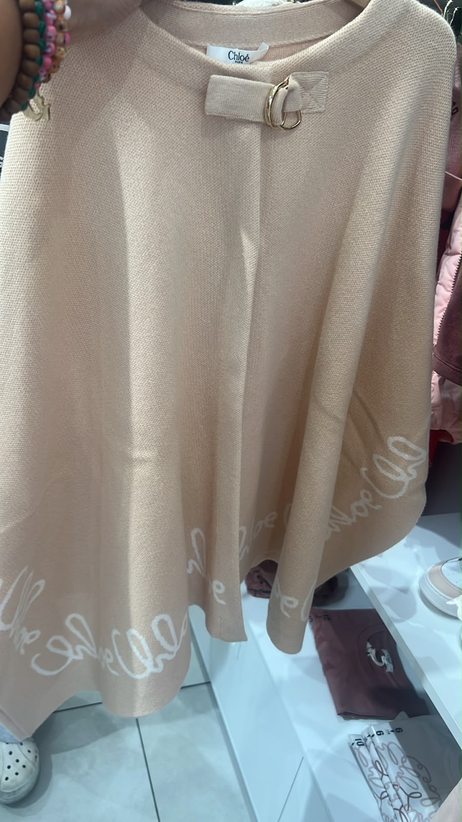 Logo-print knit poncho