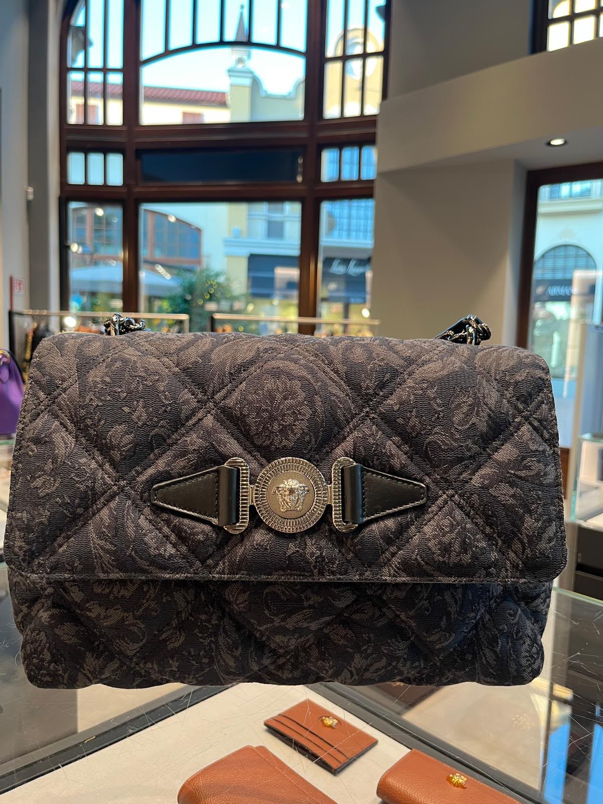 Greca Goddess Quilted Shoulder Bag