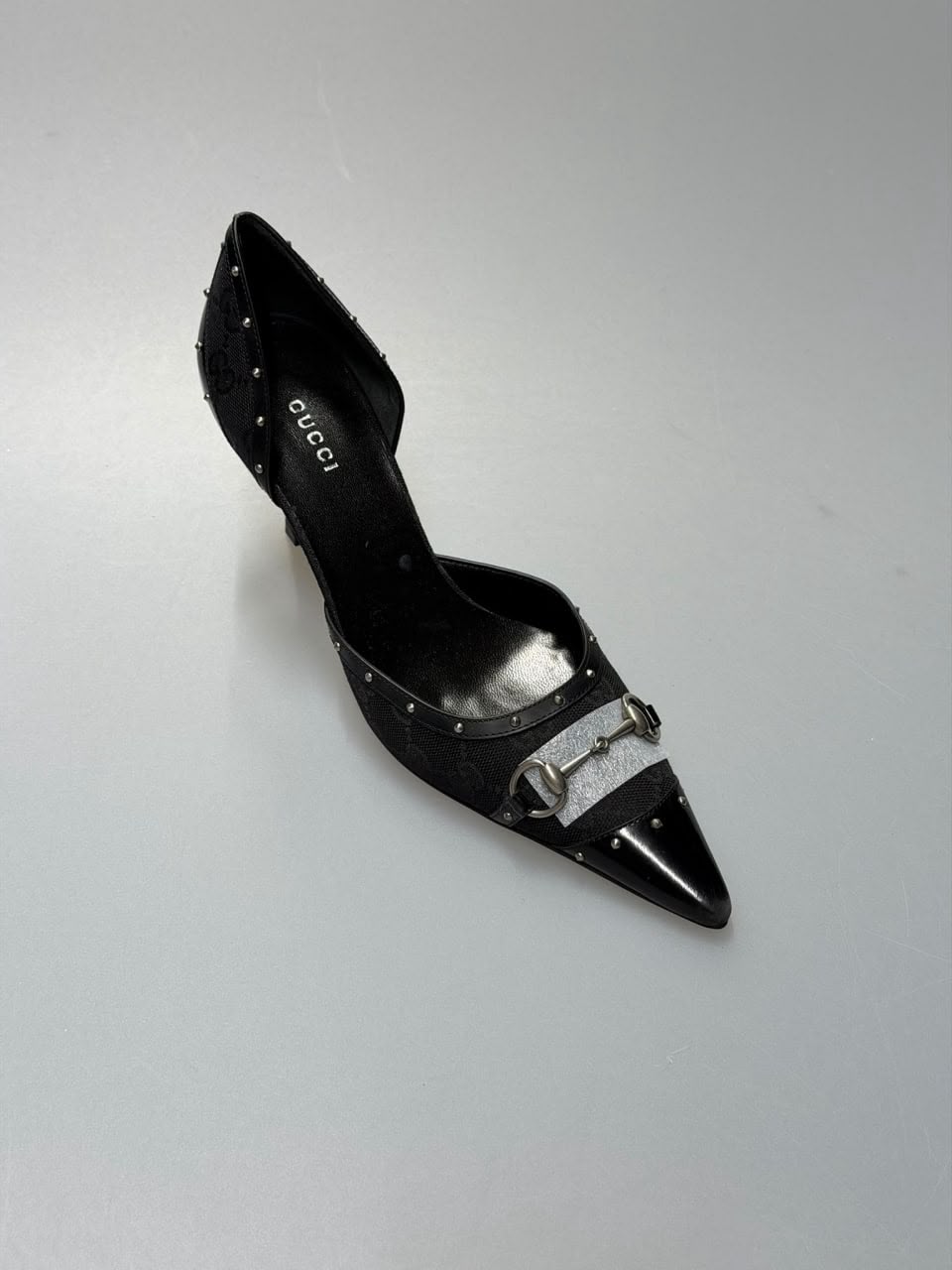 Horsebit Studded Pointed Toe Pumps