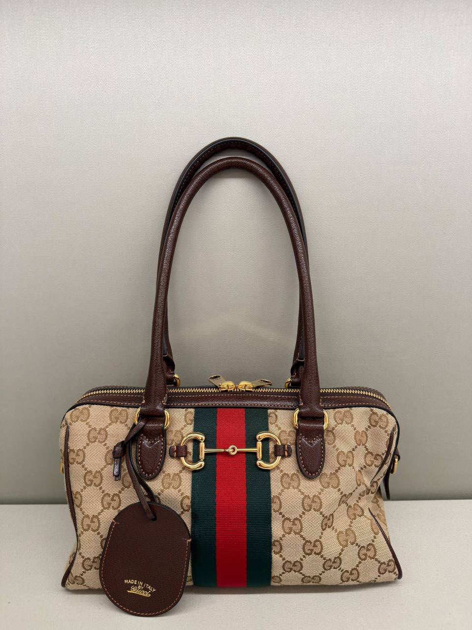 GG Supreme Web Horsebit Boston Bag
