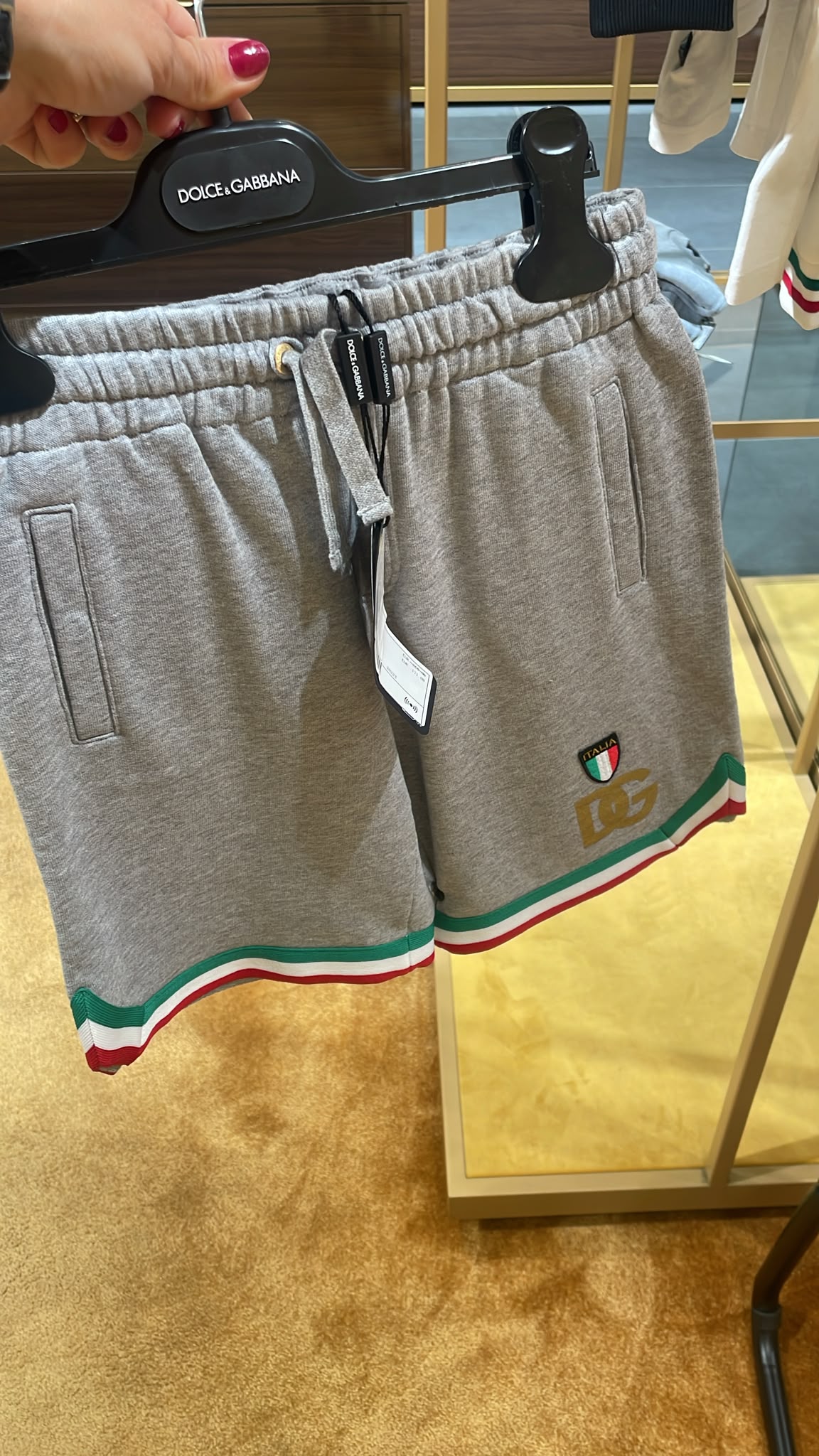 Jersey shorts with Italia logo and striped hem