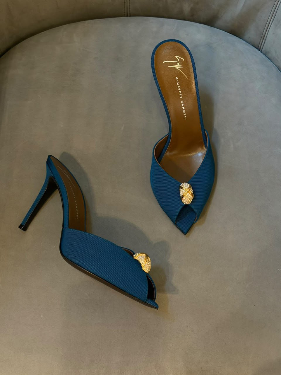 Embellished Peep-Toe Mules