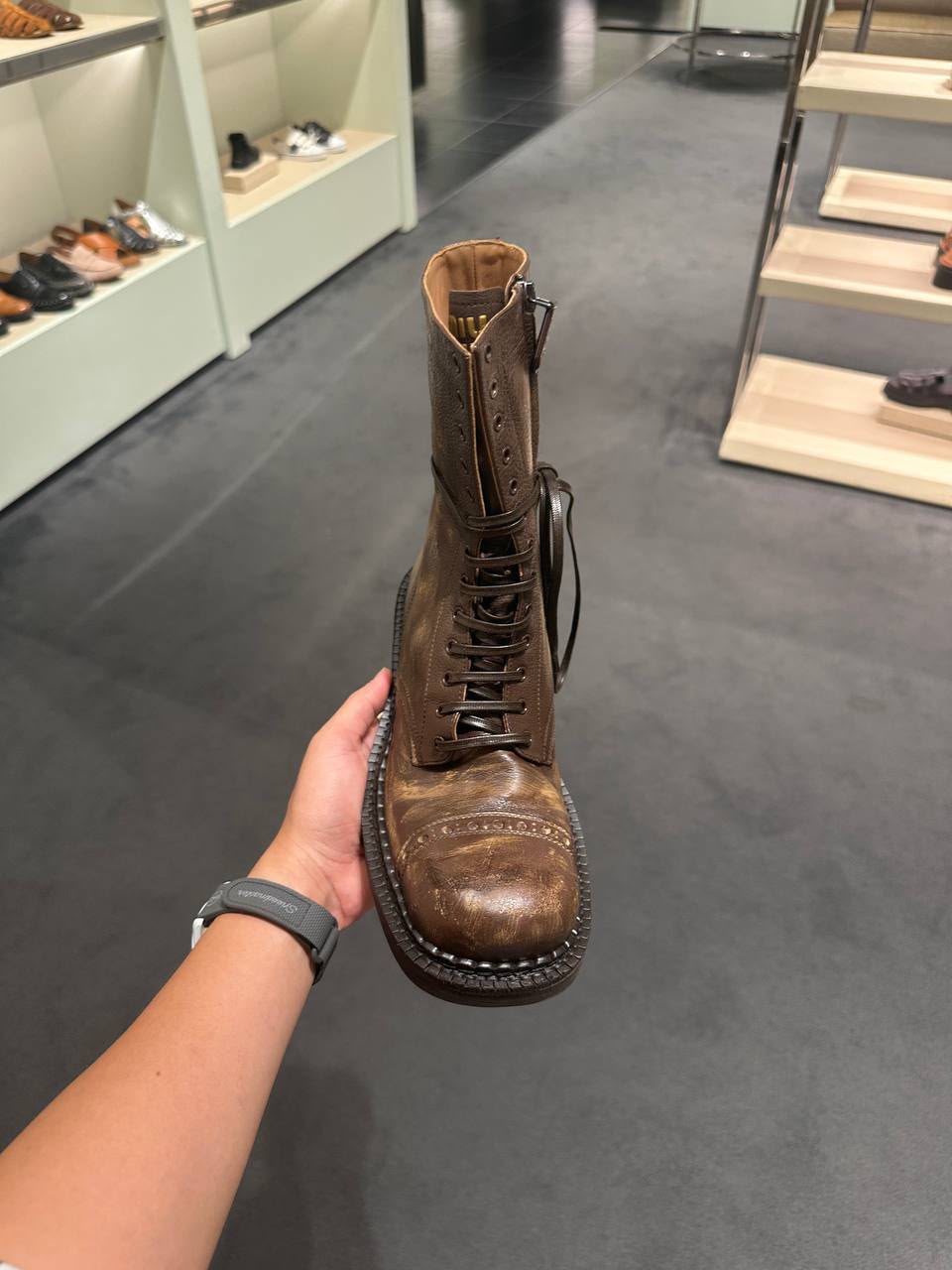Leather lace-up boots