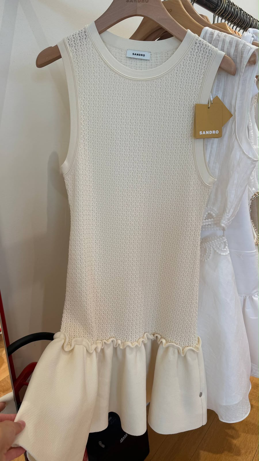 Sleeveless Knit Dress with Ruffled Hem