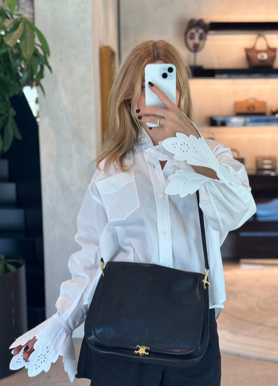 Oversized Shirt with Embroidered Cuffs