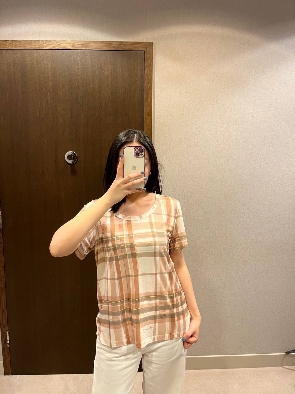 Plaid Print Crew Neck T-Shirt