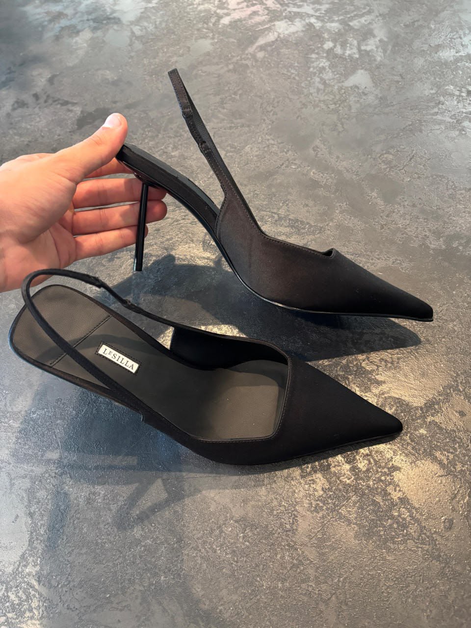 Satin Slingback Stiletto Pumps