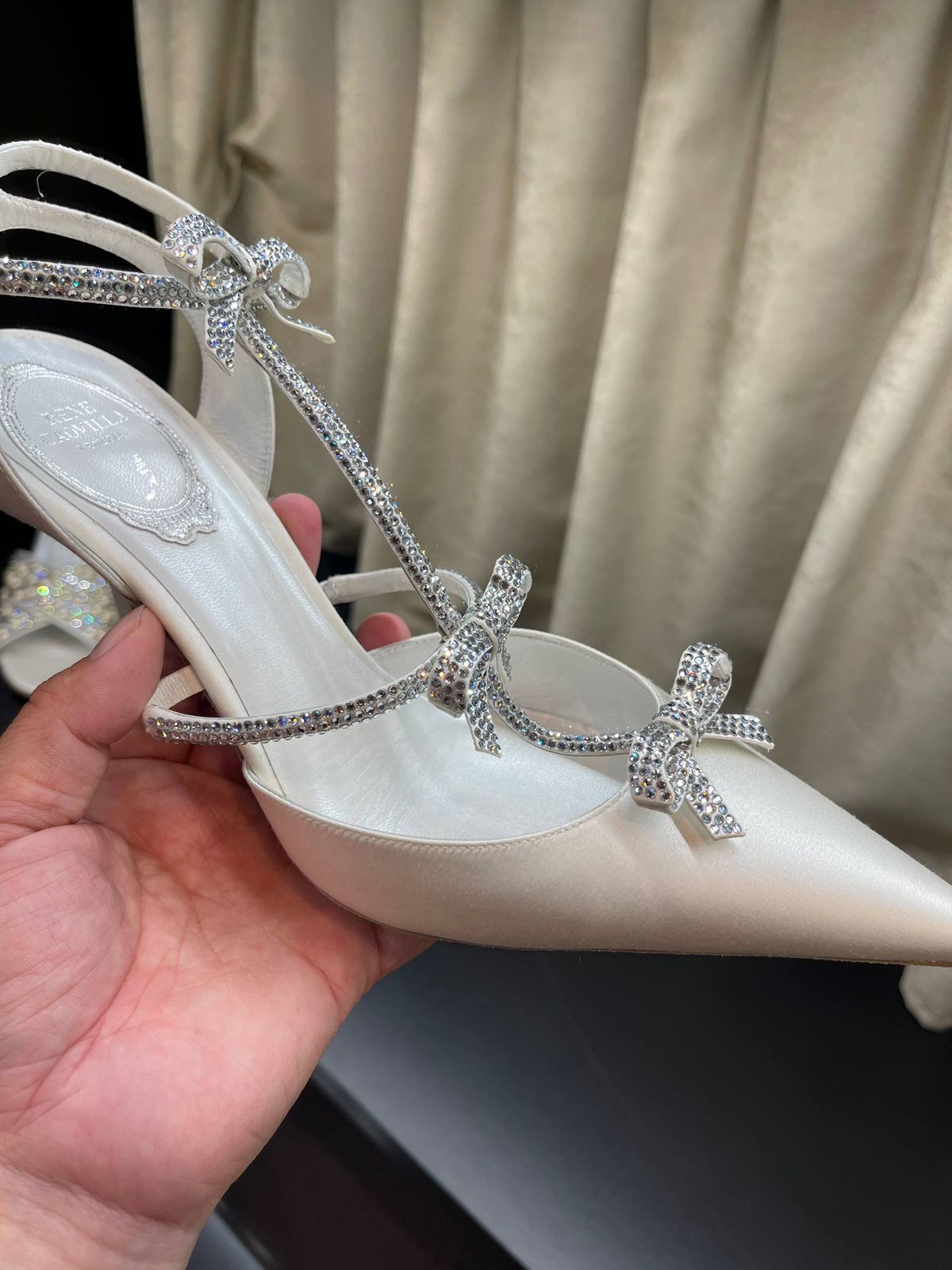 Cleo Bow Embellished Satin Pumps