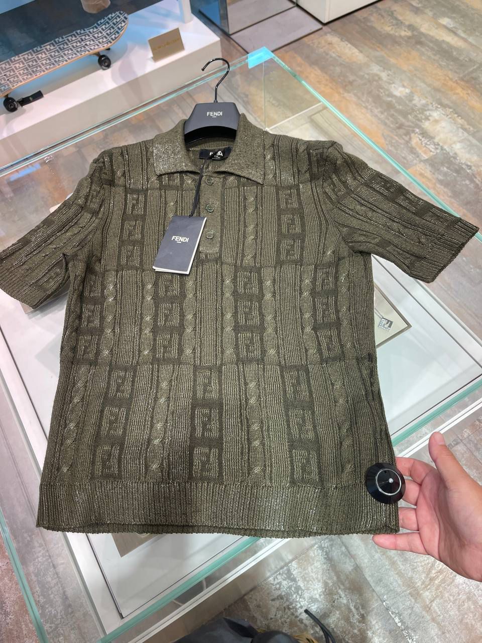 FF Logo Cable-Knit Polo Shirt
